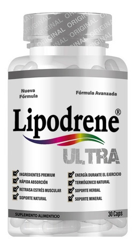 Lipodrene Ultra 30 Caps- Formula Ultra Pro - Termogénico Sabor Sin Sabor