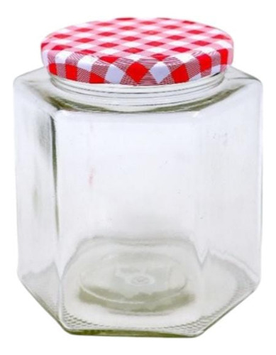 Set 6 Frascos Vidrio Hexagonal Tapa Rosca 280 Ml