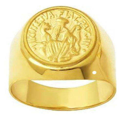 Anel São Bento Redondo Genuíno Ouro 18k K550