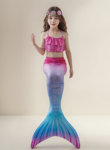 Bikinis Con Forma De Cola De Sirena Para Niñas, 4 Piezas