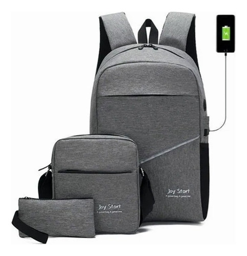 Mochila Multifuncional Antirrobo Con Cargador Usb, 3 Piezas