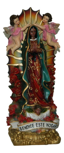 Virgen De Guadalupe Querubines Artesania De Resina 39x15cms