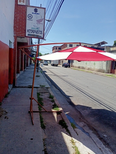 Imagen 3 de 6 de Paraguas Sombrilla Playeros Laterales De Madera Y Lona