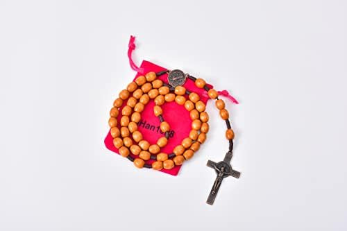Lihan1028 Collar De Rosarios Católicos De Madera Hecho A Man