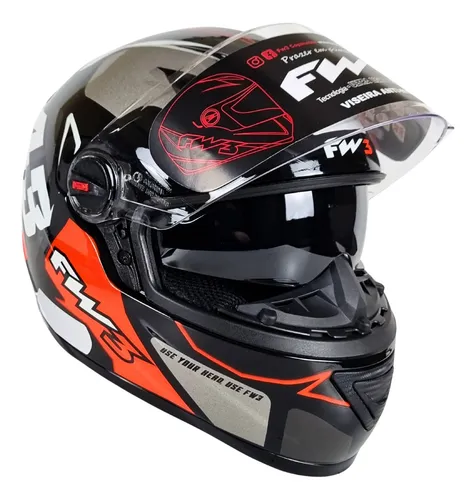 Capacete Moto Fechado Fw3 Gtx Com Oculos Fumê Interno — foto 1