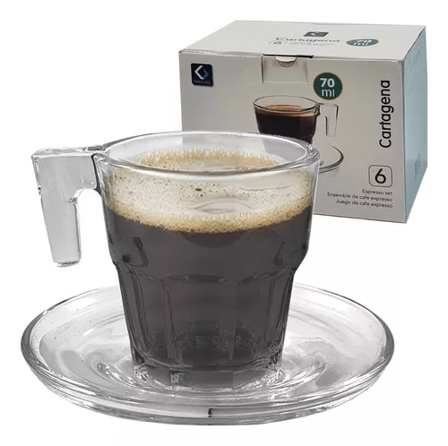 Set 6 Tazas Plato Cafe Espresso 90 Ml Chica Pasabahce Antiba