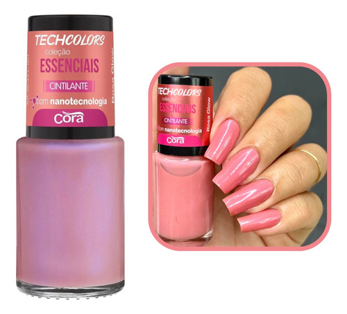 Coleção Esmaltes Techcolors Cora Essenciais Cintilante Cor Rosa Glow