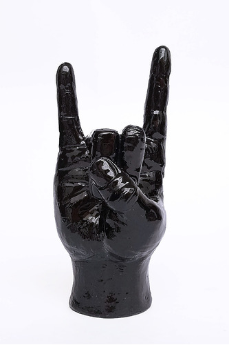 Escultura Mão Gesto Rock'n Roll Preta