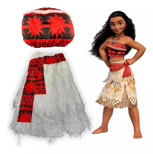 Fantasia Moana Infantil Cropped Luxo Festa Princesa Menina