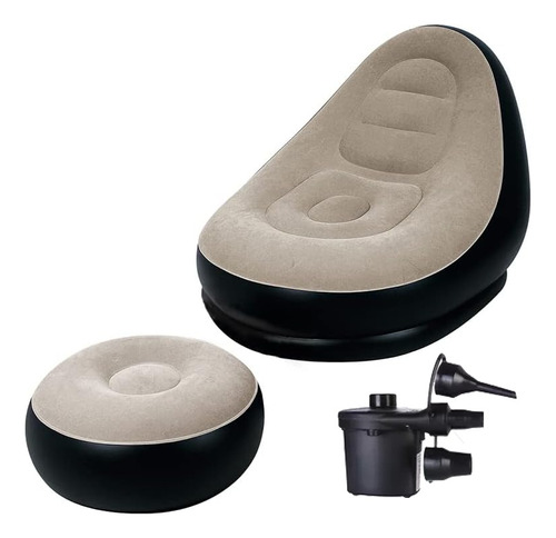 Sillón Inflable Impermeable Y Reposapiés + Bomba Eléctrica