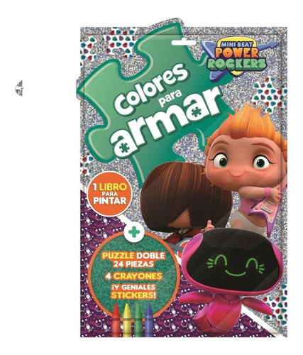 Set De Libro Colores Diseños + Stickers+ Crayones+ Puzzle