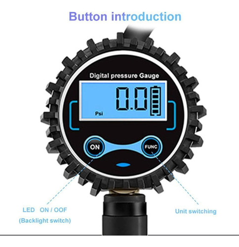 Manômetro Digital Para Encher Pneus De 0 A 200 Psi