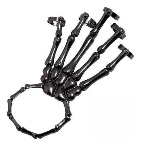 Para 2 Pulseras De Mano De Esqueleto Con Anillos, Pulsera
