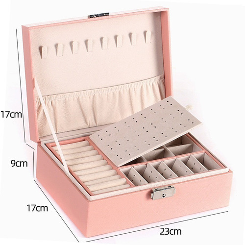 Imagen 1 de 6 de Joyero De Cuero Doble Caja De Regalo Perfecta Con Cerradura