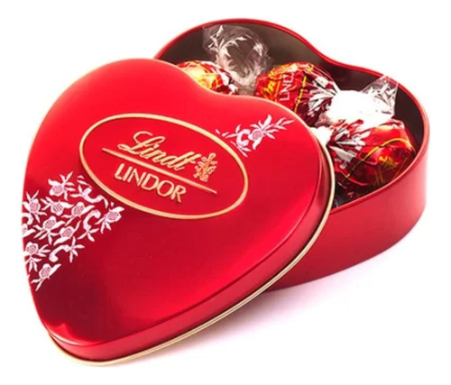 Bombom De Chocolate Lindt Lindor, Lata De Coração 50g