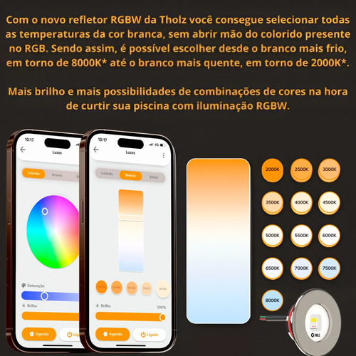 2 Led Slim Rgbw 15w Inox Piscina Smartpool Fonte 3a Tholz