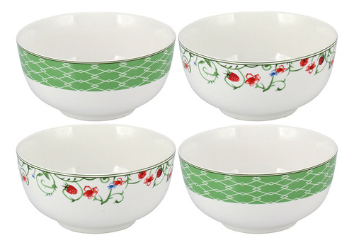 Tigela Delicata Bonechina Verde Redonda Home&co 500ml 4 Pçs