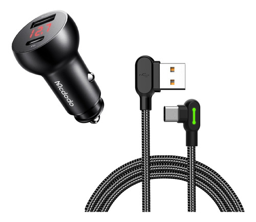 Cargador 30w De Auto Para iPhone Usb + Cable Usb C Mcdodo