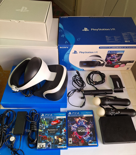 Playstation Vr Ps4 Completo, Casco, Cables, Juegos Cajas