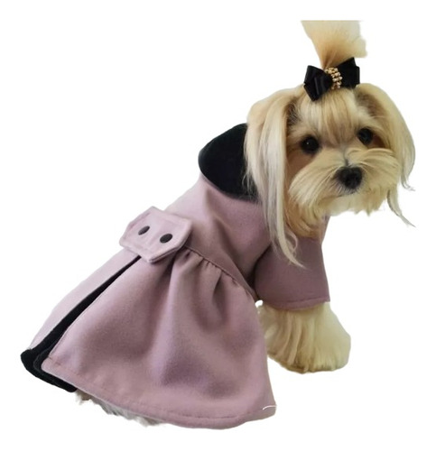 Roupa Roupinha Inverno Pet Vestido Inglês Lã E Pelúcia Luxo