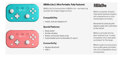 8bitdo Lite 2 Mando Inalámbrico Para Nintendo Switch Pro