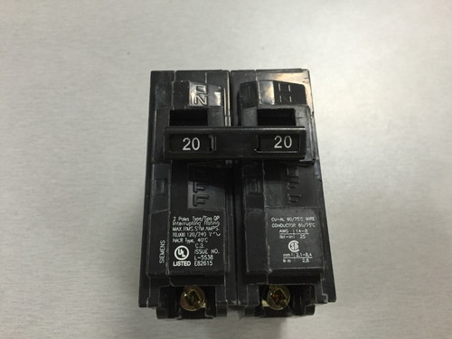 Breaker Enchufable De 2x20a  Marca Siemens