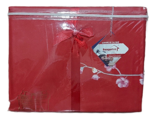 Juego Sábanas Bouquetex Amer 1 1/2 Plaza Twin 1500 Percale Terracota Floreado
