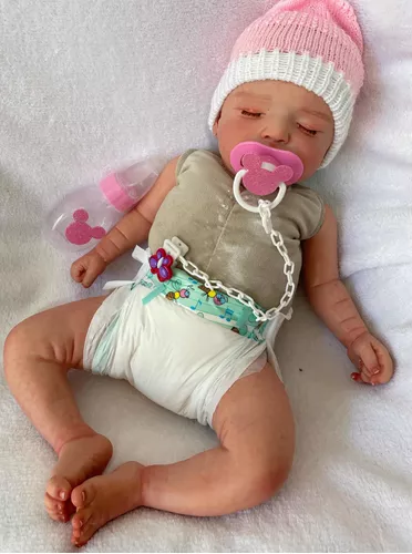 Bebê Reborn Menina Realista Simula Bebê Recém Nascido Carequinha
