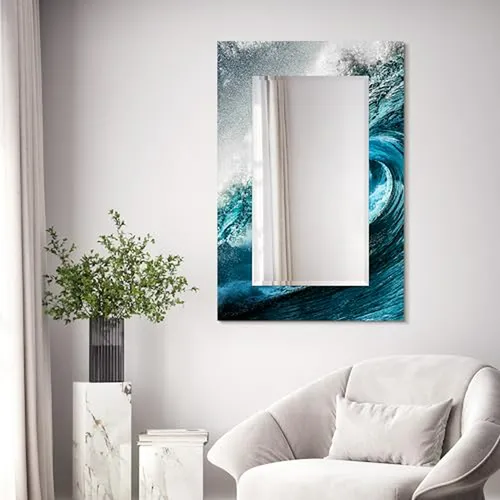 Espejo Rectangular Con Vidrio Artístico Temperado 48 X32