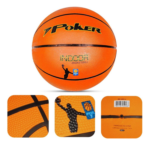 Bola De Basquete Oficial Mirim 7.0 Poker Indoor