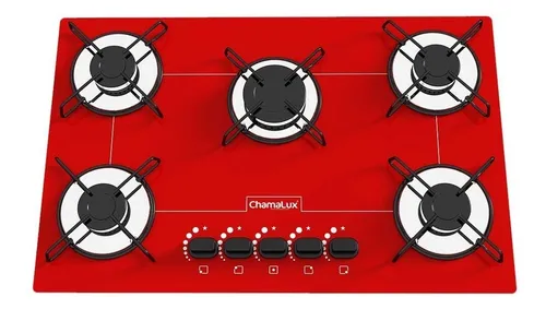 Cooktop 5 Bocas Chamalux Ultra Chama Trempe Chapa Cor Vermelho 127/220v