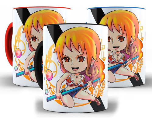 Caneca One Piece Nami Cerâmica Alça Preta Xícara + Caixa