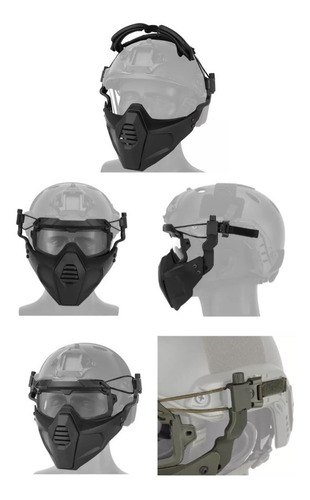 Máscara Casco Táctico Militar Gotcha, Paintball, Airsoft Color Negro