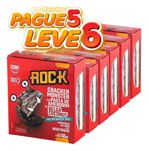 Cracker monster belga coconut alfajor rock pague 5 leve 6 Cracker monster belga coconut alfajor rock pague 5 leve 6 Rock  ao leite com avelã sem glúten 1000 g