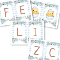 Comprar Banderines Imprimibles Pollito Nene Feliz Cumple
