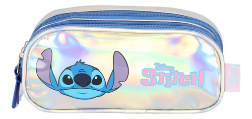Mochila Costas Stitch Com Estojo Triplo Escolar Holográfico