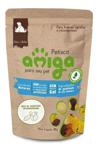 Petisco Natural Vegano P/ Cães E Gatos Amiga Mix De Vegetais