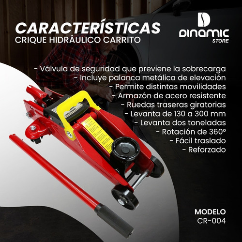 Imagen 3 de 6 de Crique Hidraulico Carrito Gato Para Autos 2 Tn Mejor Calidad