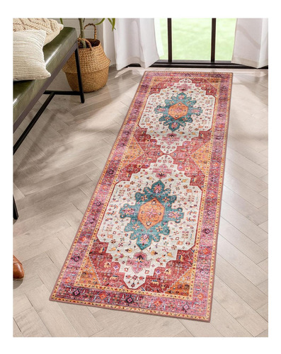 Moynesa Alfombra De Pasillo Ultrafina, Lavable, Rosa, 2 X 6,