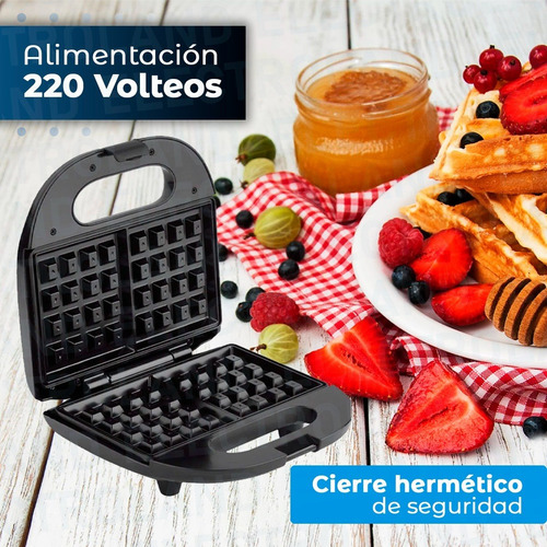 Imagen 4 de 10 de Waflera Electrica Antiadherente Teflon Metalica Wafle Cocina