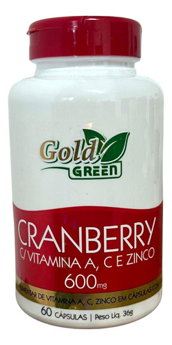 Cranberry Com Vitamina A C E Zinco 600mg 60caps Gold Green Sabor Sem Sabor