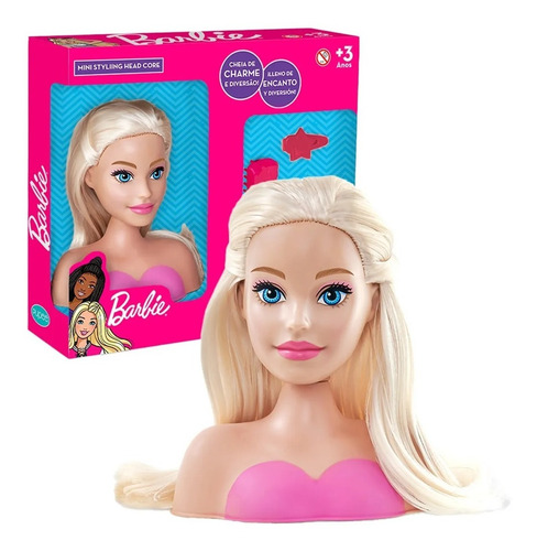 Busto Boneca Barbie Pentear Maquiar Original Com Acessórios