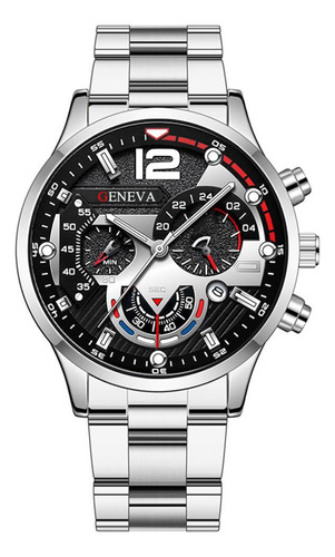 Relógio Geneva G0106 - 42mm, Bracelete Aço, Resistente Água