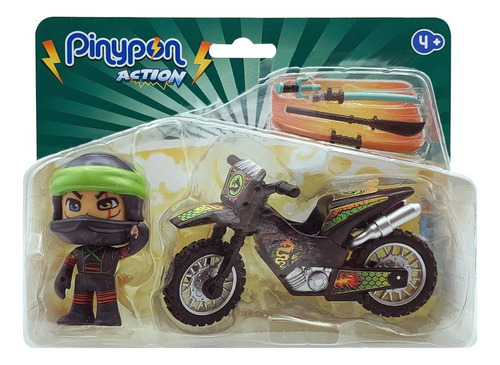 Pinypon Action Muñeco Ninja Con Moto Y Accesorios 