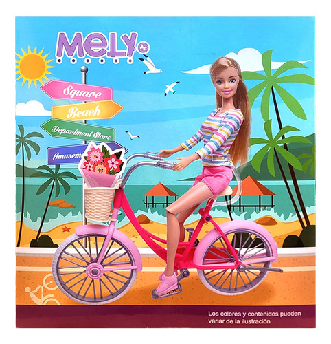 Muñeca Compatible Con Barbie Con Bicicleta Y Accesorios
