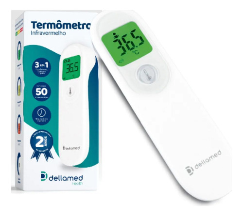 Dellamed 6735 termômetro digital de testa infravermelho sem contato medidor de temperatura alta precisão 3 em 1 para pessoas objetos e líquidos