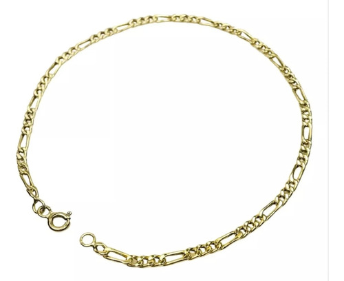 Pulsera Oro Hombre Mujer 18k Figaro 3mm 18 A 22 Cm Garantía