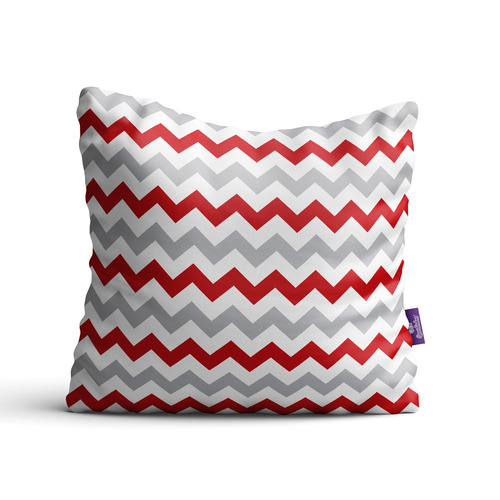 Kit De Almofadas Chevron Vermelha E Cinza 2un 35x35cm