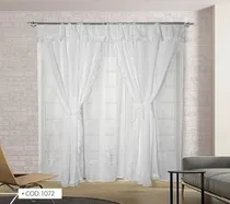 Comprar Cortinas 4 Paños  Blanca Con Volados  Vane Deco Blanco Bh