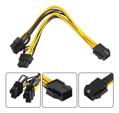 Cable Pcie Adaptador Splitter 6 A 2 X (6+2) 8 Pin Rig Riser